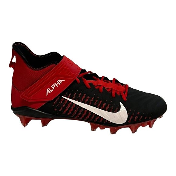 Nike Men’s Alpha Menace Pro 2 MID Football Cleats Black/Red Size 13 BV3945-600 - Picture 2 of 10